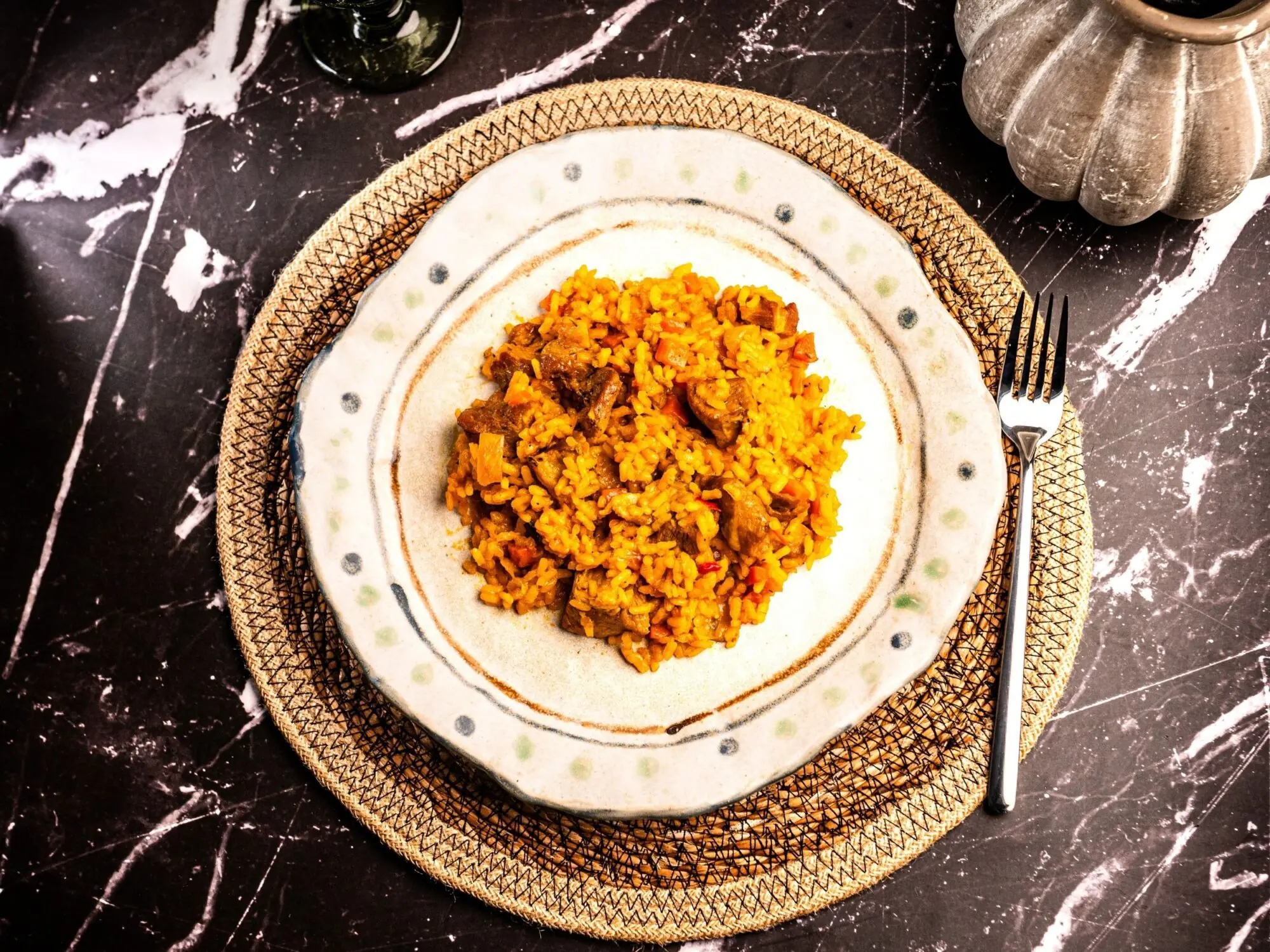 Arroz de secreto y verdura